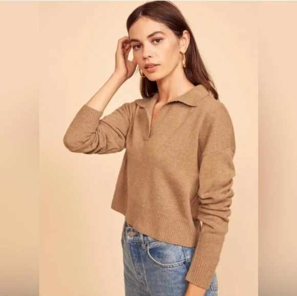 REFORMATION Cashmere Polo Size XS Camel As Seen On Taylor Swift… - Picture 5 of 16